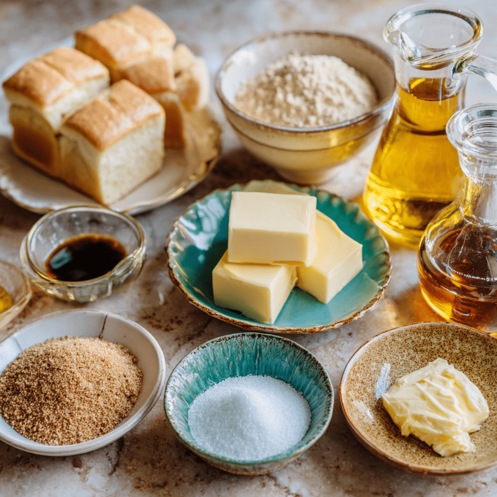 vanilla toast ingredients like honey, brown sugar, butter
