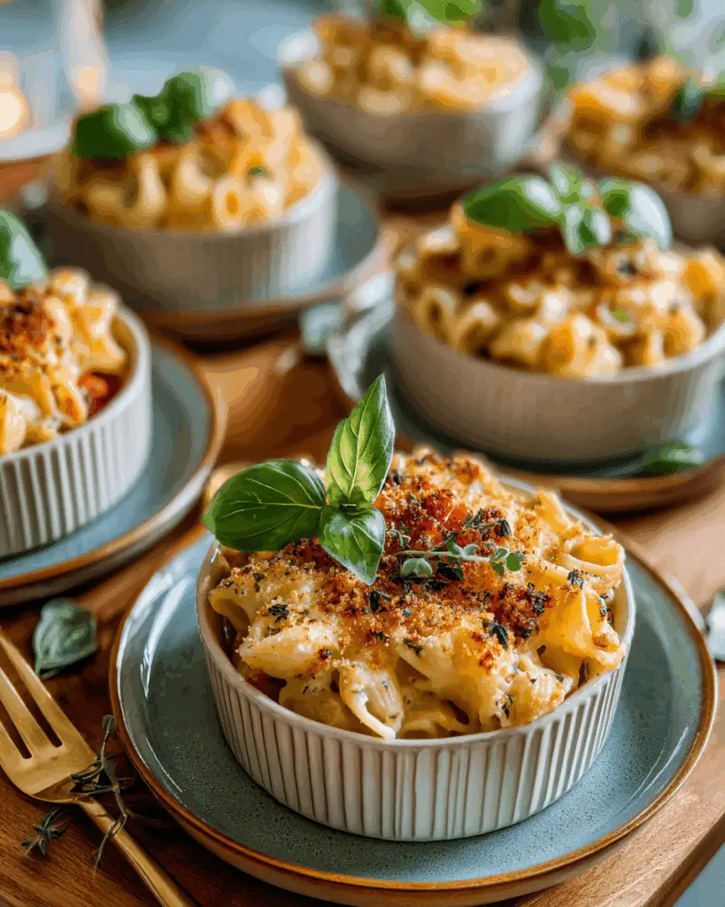 Pasta alla Sorrentina served with salad and bread