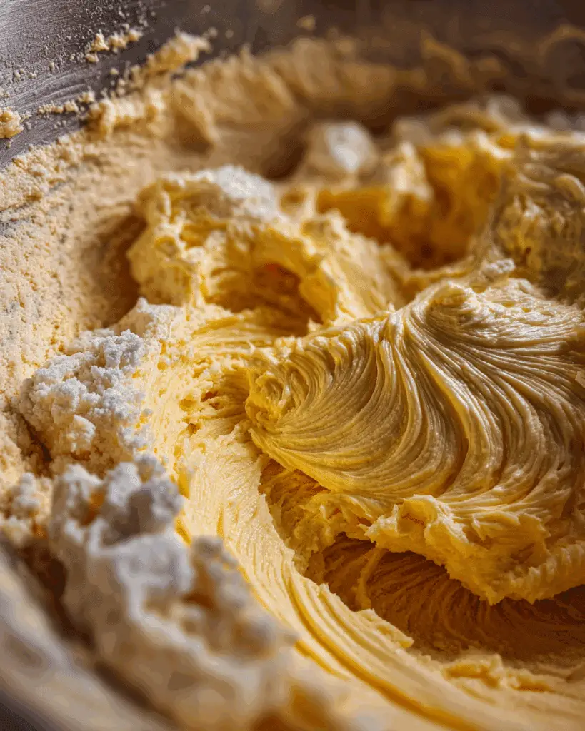 Mixing cookie dough for chocolate chip oatmeal coconut cookies