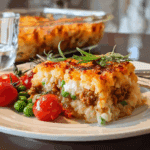 Arancini Rice Ball Casserole in baking dish