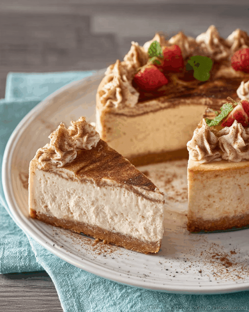 Cinnamon Bun Cheesecake Slice with Coffee Pairing