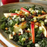 Crunchy Kale Salad with Apples in white bowl