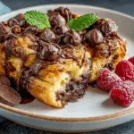 Decadent Chocolate Croissant Breakfast Bake fresh from the oven