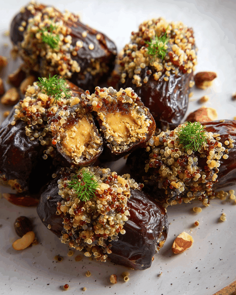 Nutritional breakdown of quinoa crunch stuffed dates.