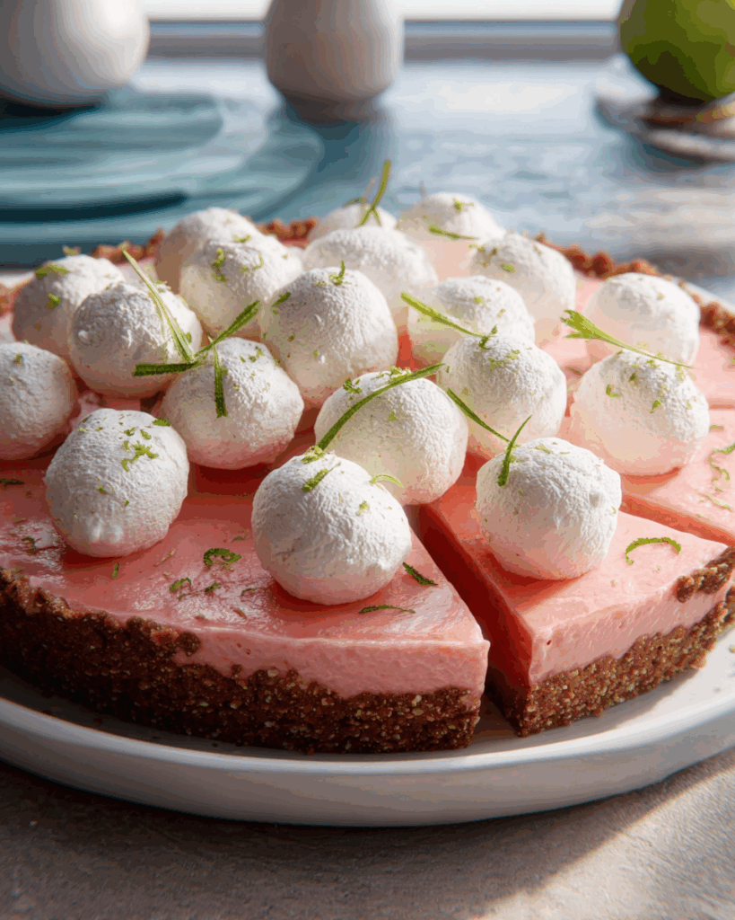 Garnished watermelon key lime pie