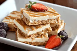 Peanut Butter Cracker Toffee stacked with creamy white chocolate