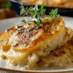 cheesy garlic scalloped potatoes fresh from oven