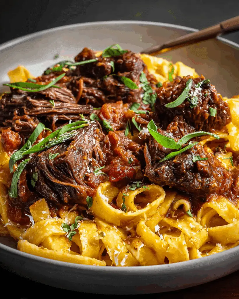 Pappardelle pasta with shredded Short Rib Ragu