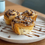 chocolate chip sourdough cruffins fresh from oven