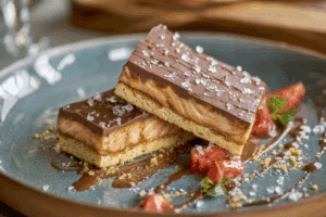 Salt River Bars stacked with caramel and chocolate layers