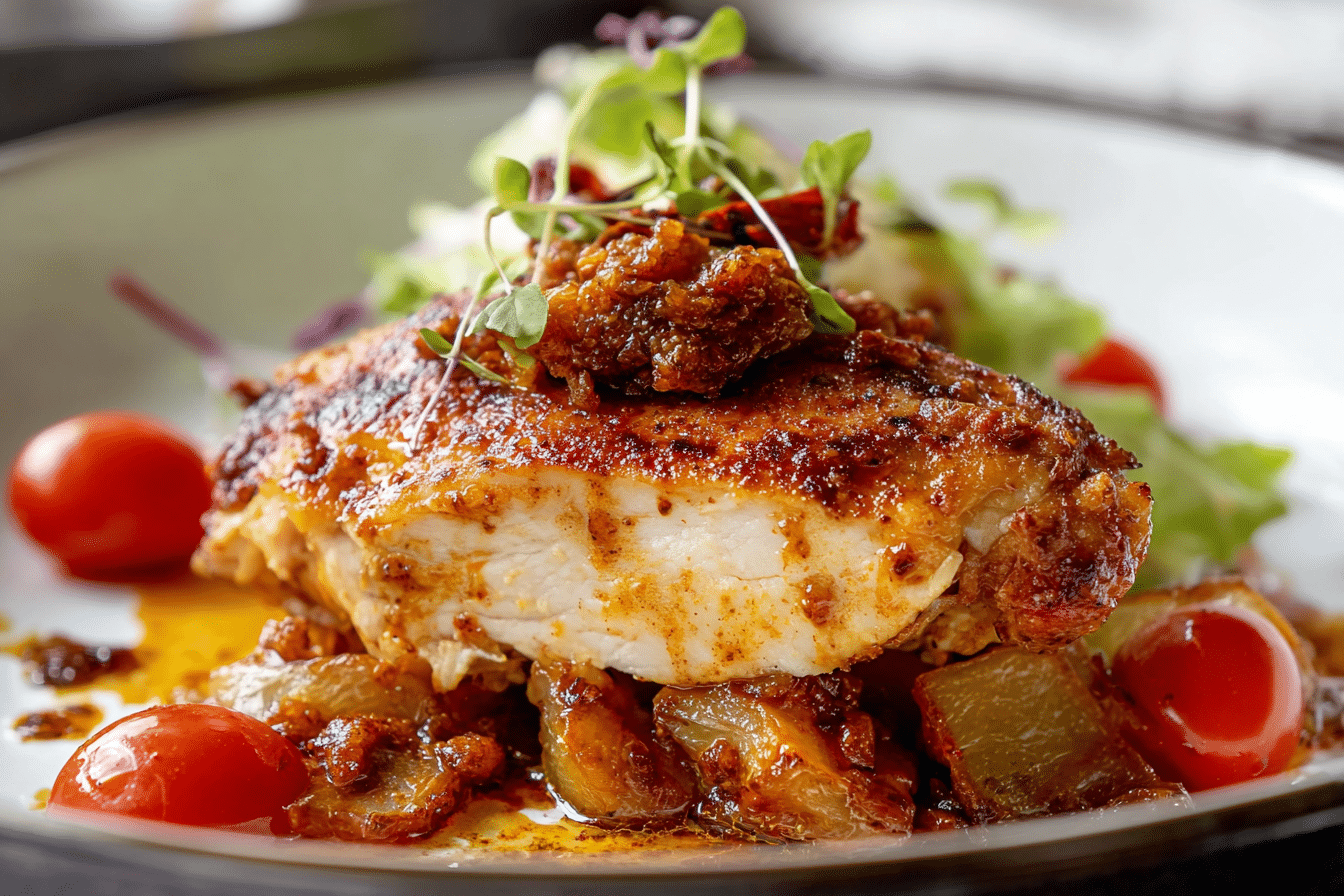 Chori Pollo with chicken, chorizo, and melted Oaxaca cheese in a skillet
