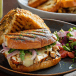 Grilled Mojo Chicken Cuban Sandwich with melted Swiss and pickles