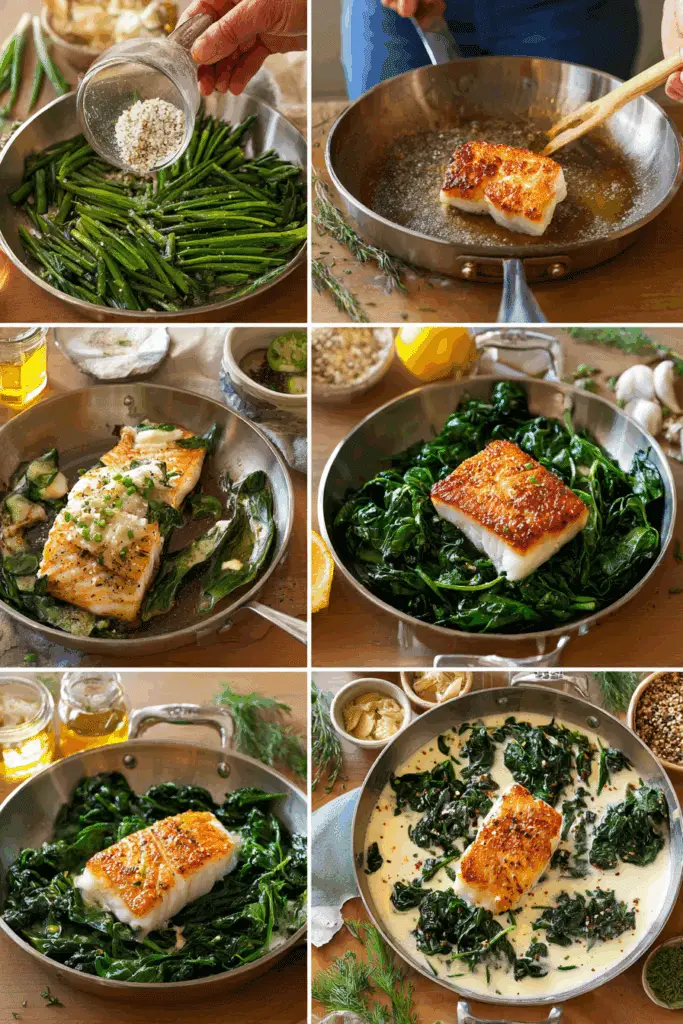 Pan-Seared Cod with Garlic Cream Sauce Cooking Step