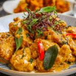Creamy Crispy Singapore Butter Chicken in butter sauce with curry leaves