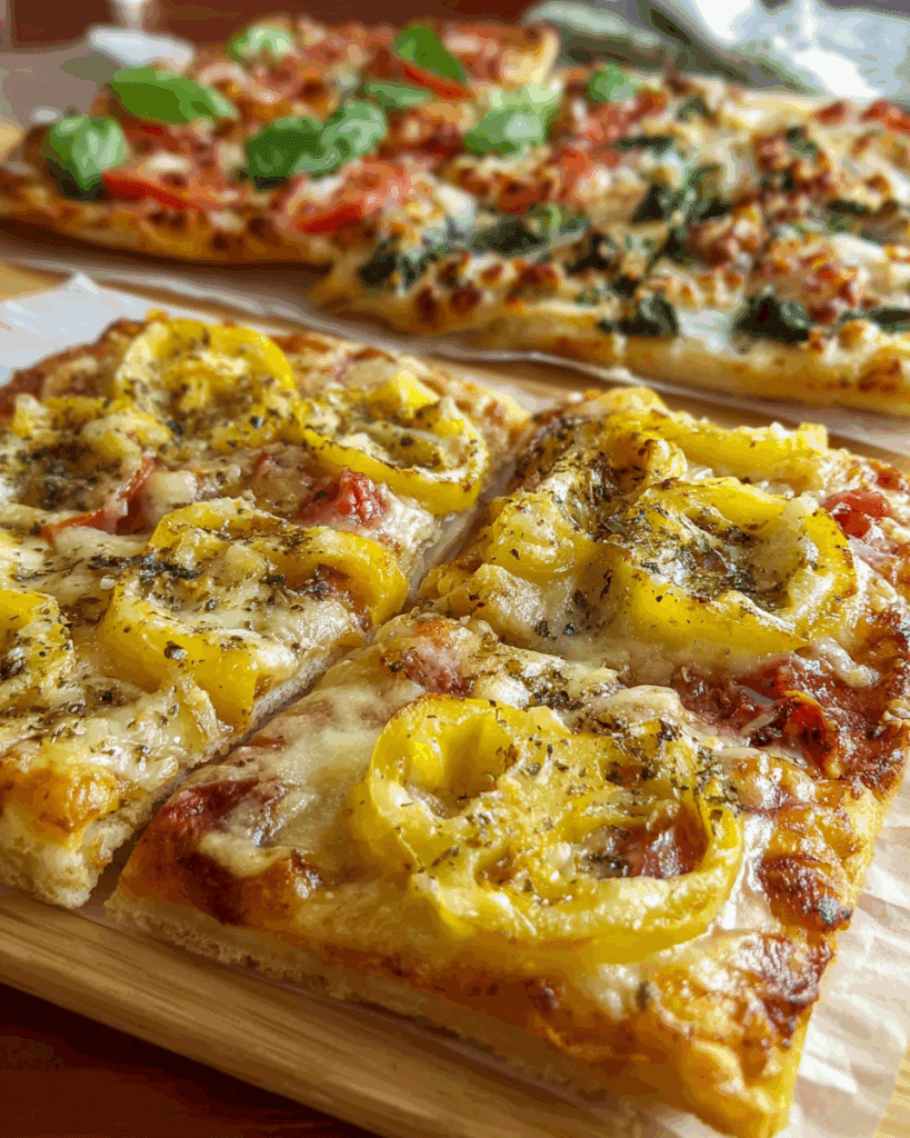 Healthy banana pepper pizza with gluten-free crust