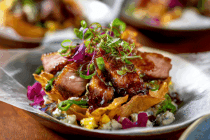 Southern BBQ Nachos with BBQ chicken and cole slaw