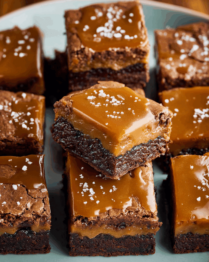 Person enjoying Pretzel Bottom Caramel Brownie with coffee