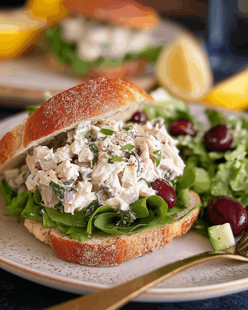 Tarragon Chicken Salad Sandwiches packed for a picnic.