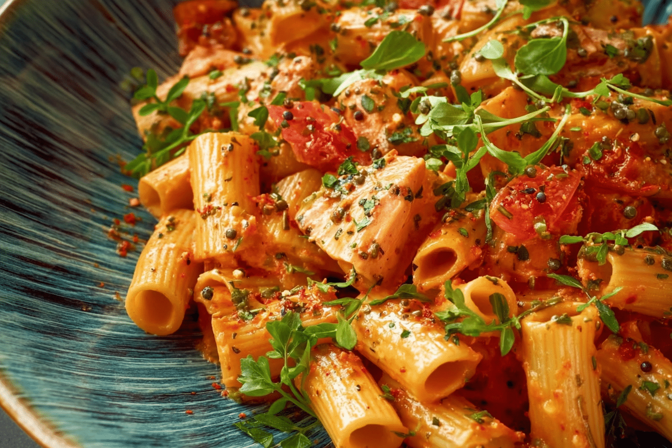 Gigi Hadid Pasta with creamy tomato sauce and fresh garnishes