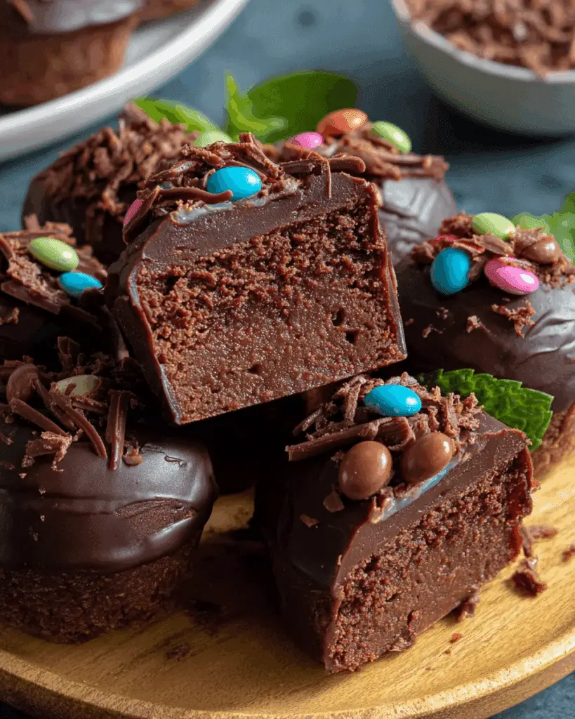 Cosmic Brownie Protein Bites served with almond milk