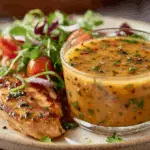 Hot Honey Ranch dip in bowl with red pepper flakes