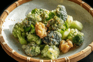 Golden Nori Salted Crispy Broccoli sprinkled with aonori