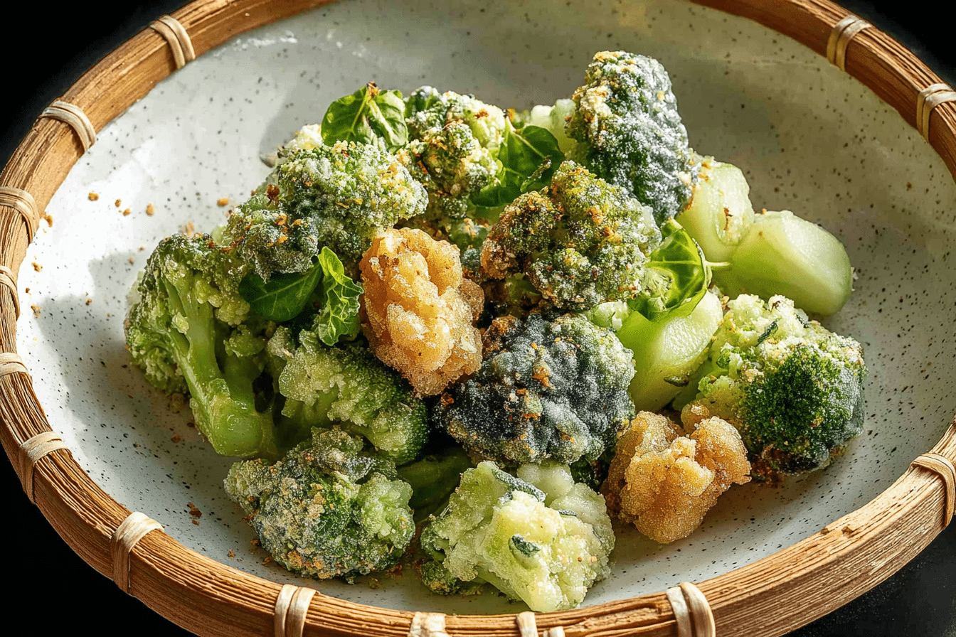 Golden Nori Salted Crispy Broccoli sprinkled with aonori
