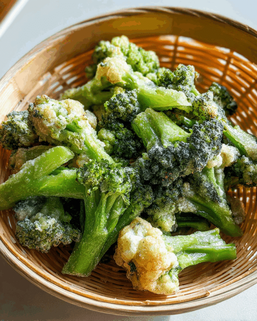 Plated Nori Salted Crispy Broccoli with dipping sauce
