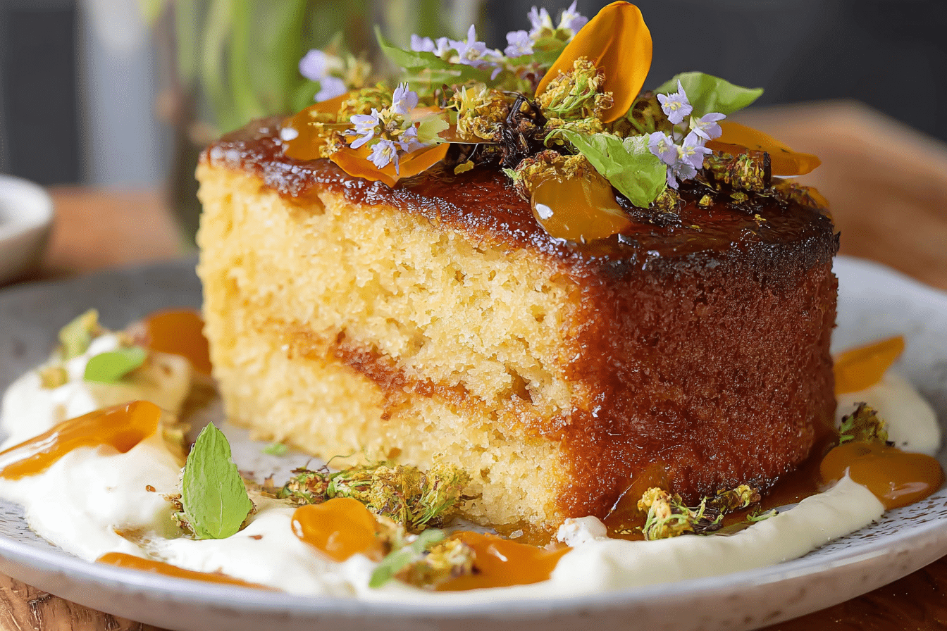 Haitian Rum Cake served with creamy rum frosting