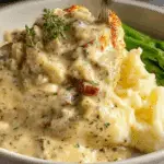 Ranch Chicken and Gravy in skillet with creamy sauce