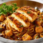 Chicken Scallopini plated with lemon and parsley