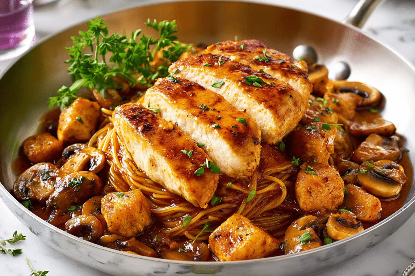 Chicken Scallopini plated with lemon and parsley