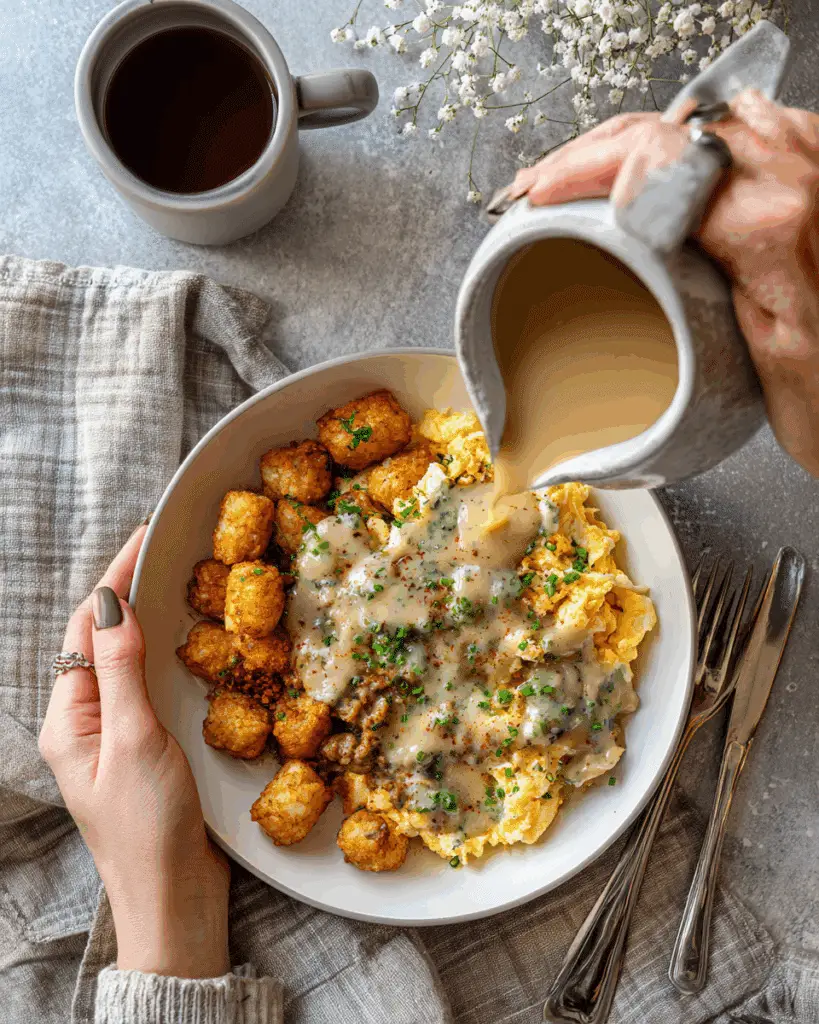 Prepped tater tot breakfast bowls for weekday meals