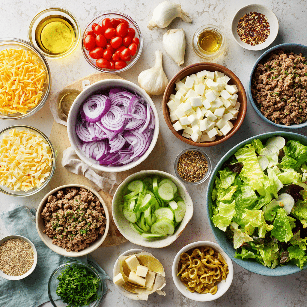 Ingredients for Big Mac Salad