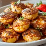 freshly baked McGriddle Bites in muffin tin with syrup