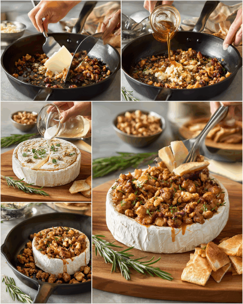 Cooking process of Sausage Baked Brie