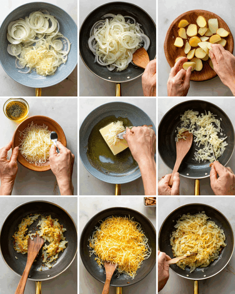 Flipping frico in the skillet