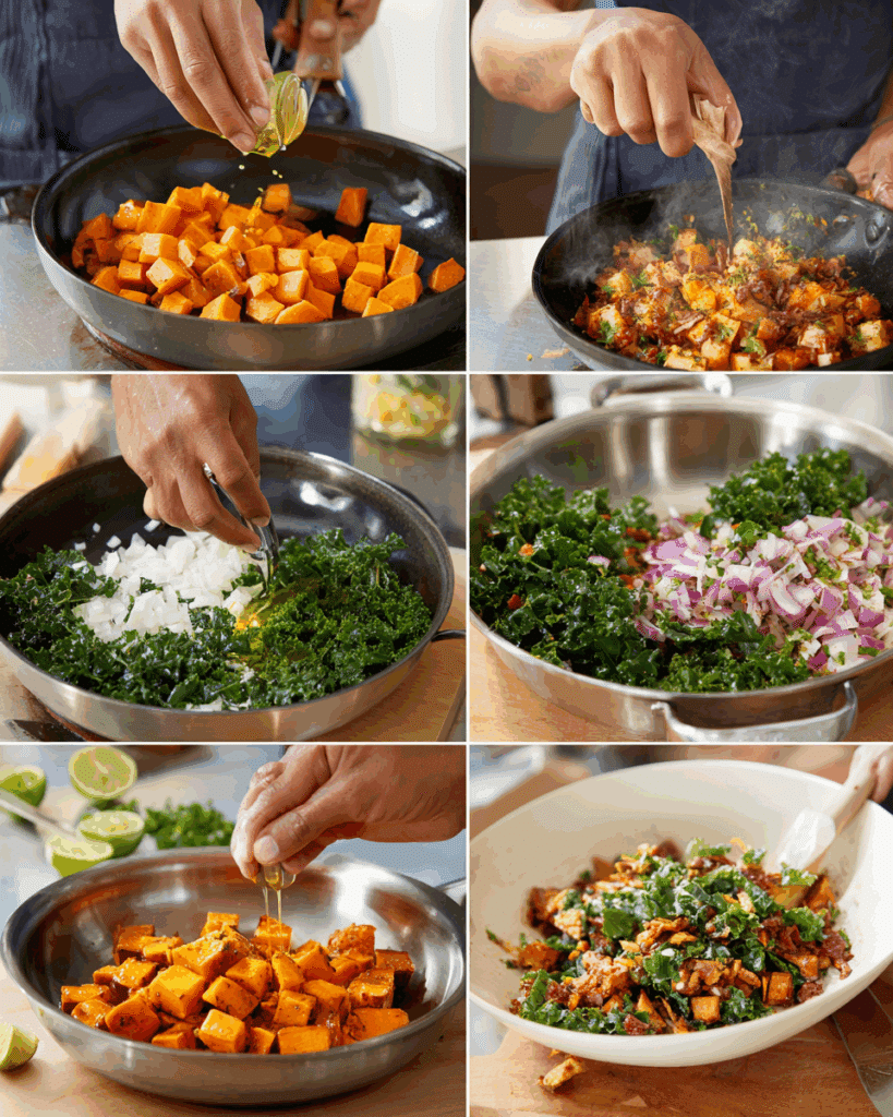 Cooking process for Chipotle Lime Sweet Potato Salad