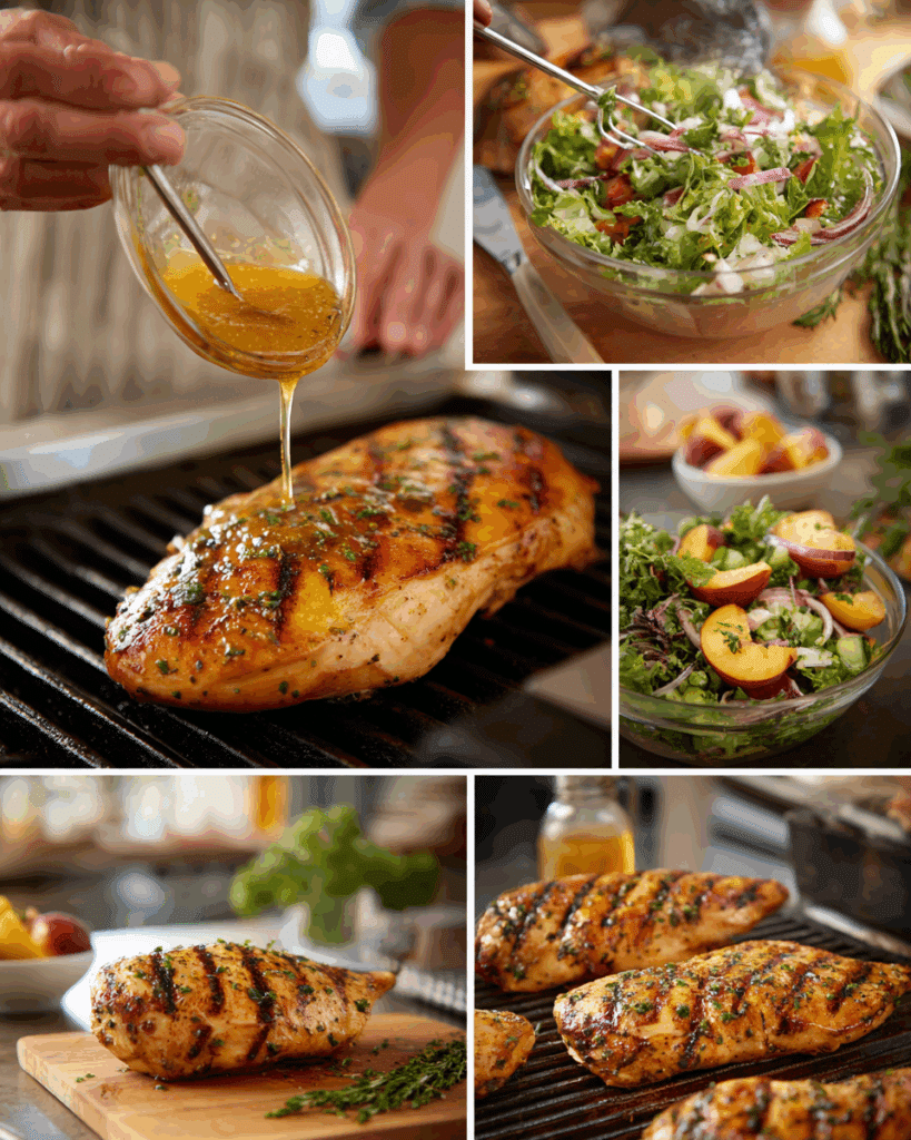 Bright and crisp peach salad to pair with grilled chicken.