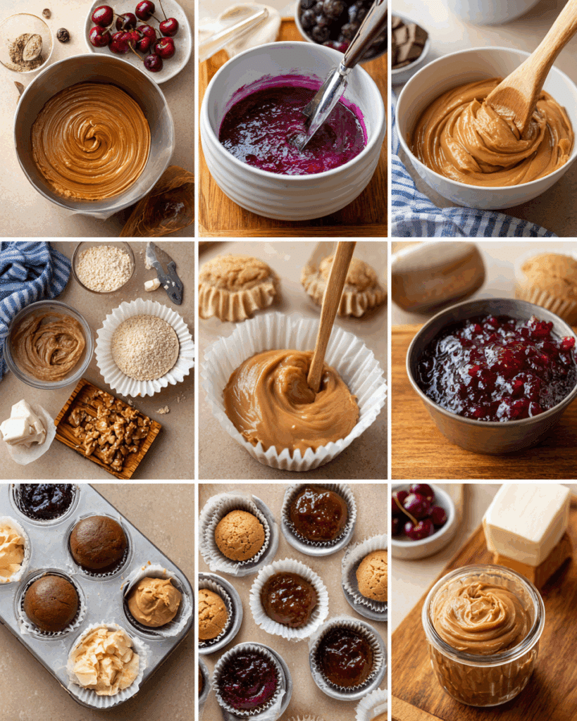 Mixing peanut butter base dough for dessert cups