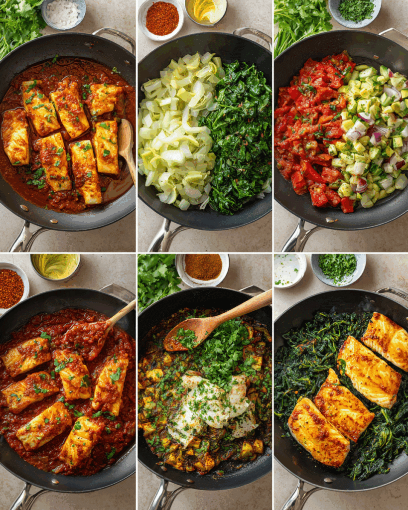 Vegetables sautéing for Classic Spicy Moroccan Fish in Rich Sauce