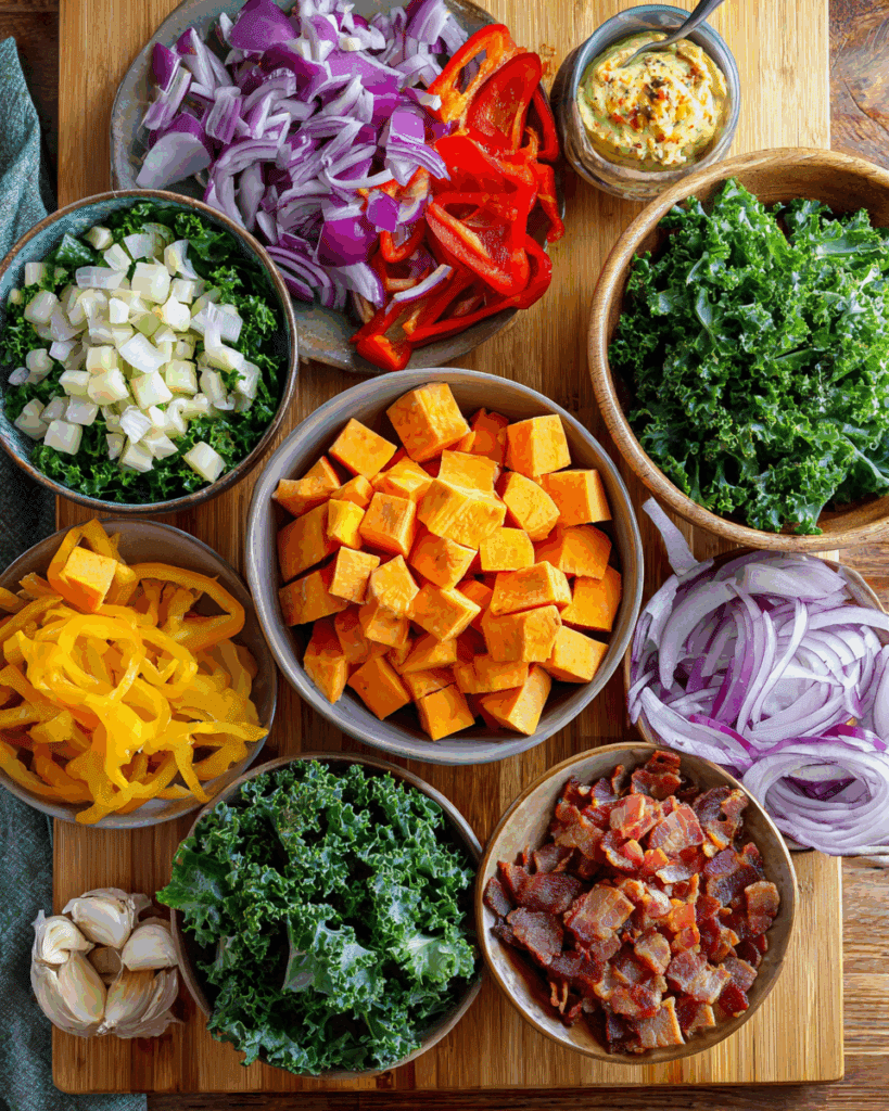 Raw ingredients for Chipotle Lime Sweet Potato Salad