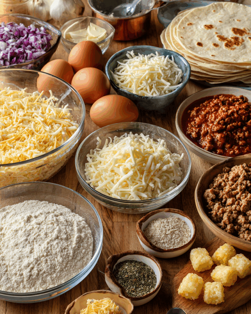 Ingredients of Chorizo Breakfast Burritos