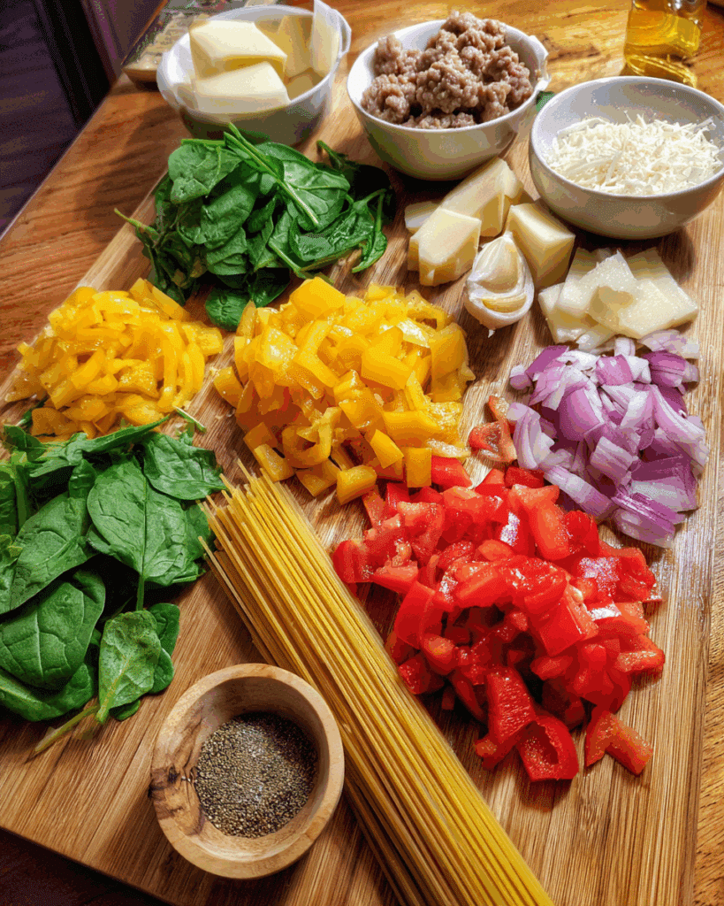 Creamy Sausage and Peppers Pasta Ingredients