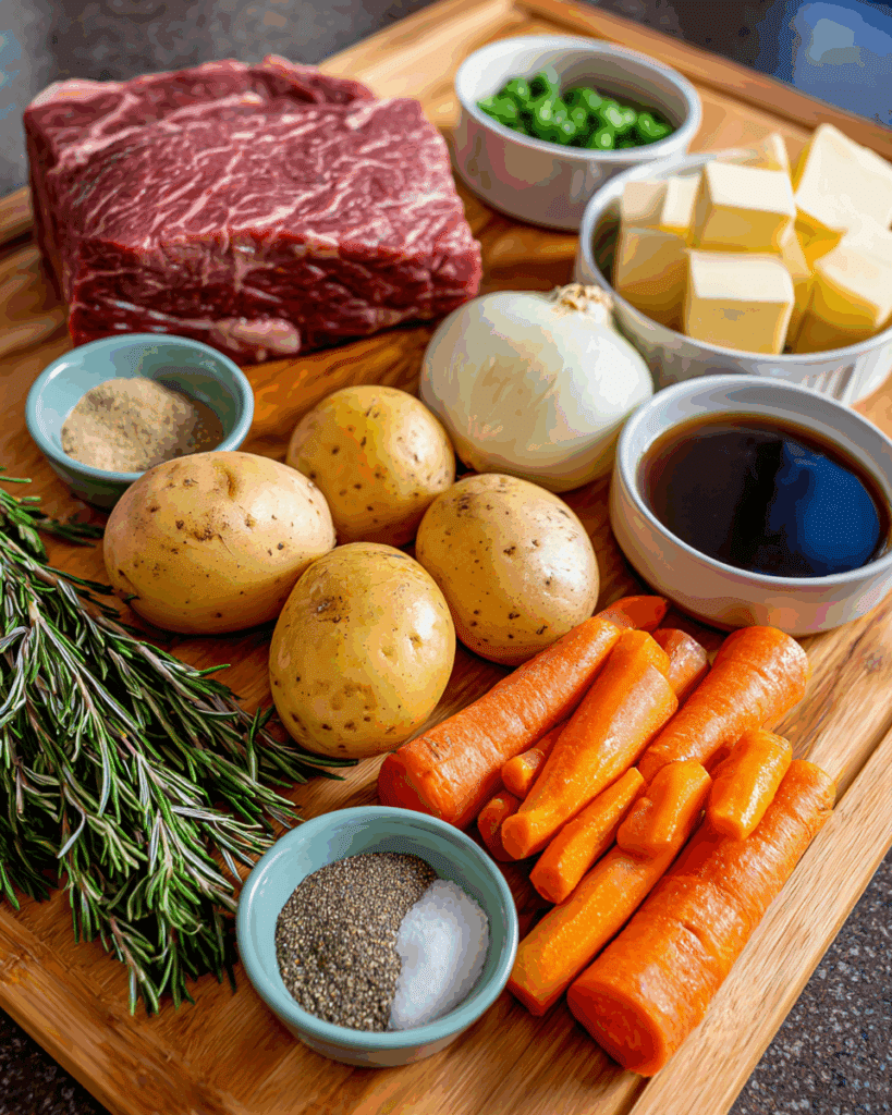 Ingredients laid out for pot roast