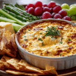 Bowl of smoked Gouda dip with chips