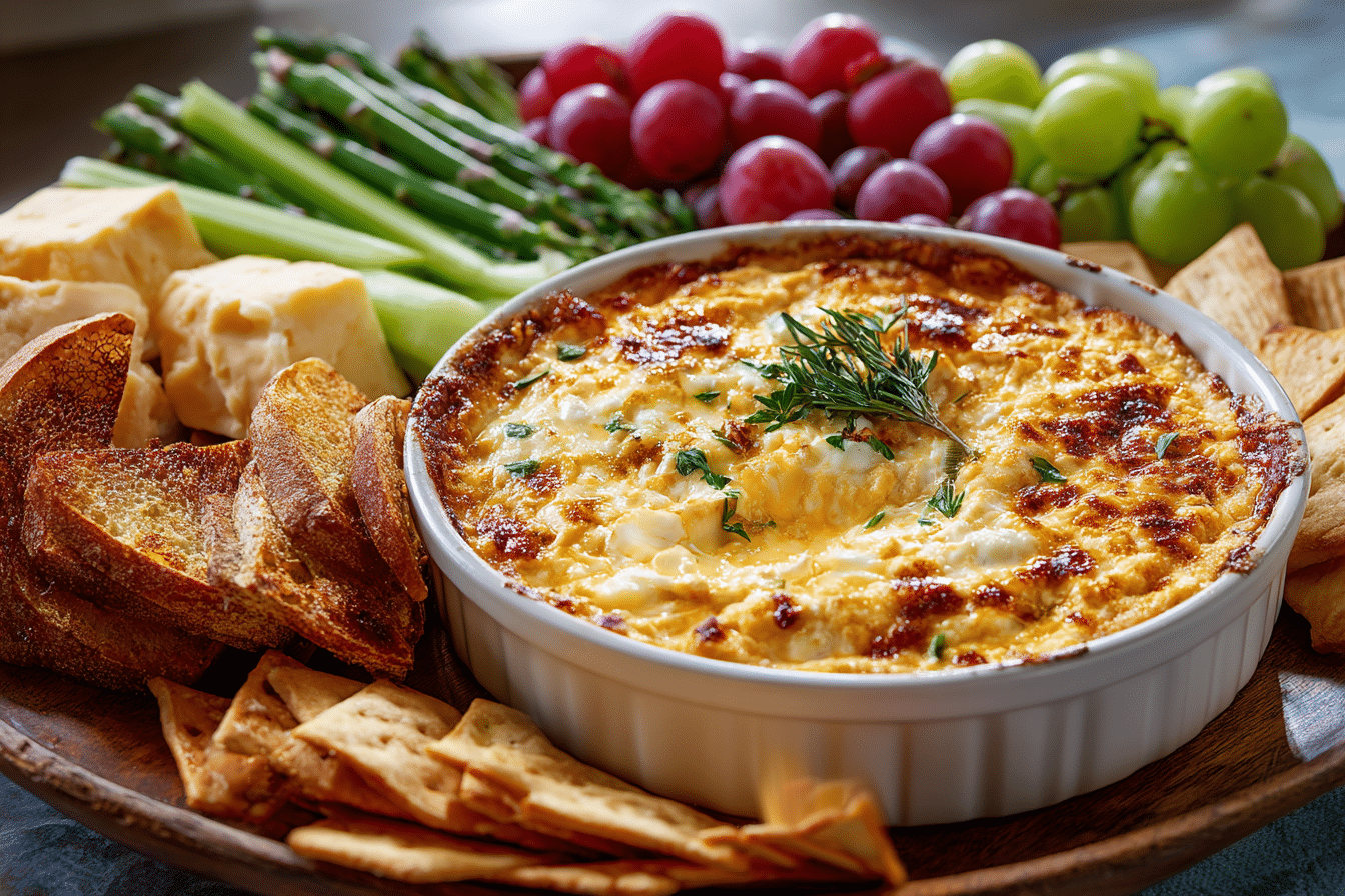 Bowl of smoked Gouda dip with chips
