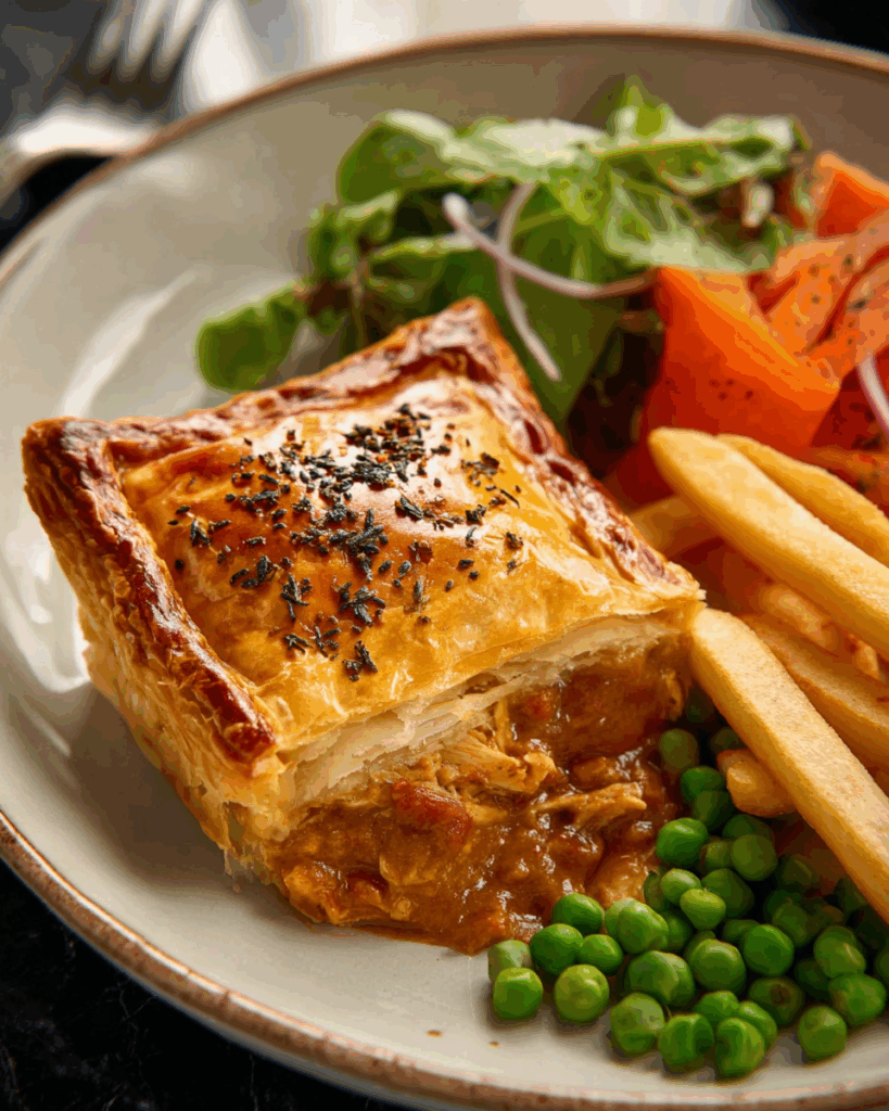Serving Curried Chicken Pie