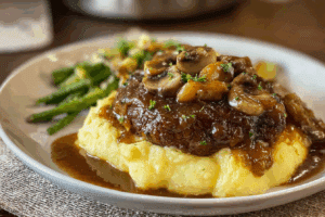 Salisbury steak recipe served