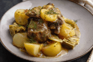 Goat Stew with Potatoes and Artichokes